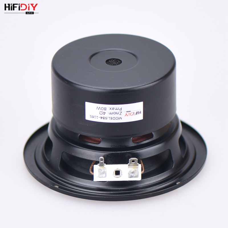 HIFIDIY AUDIO 4.5 inch 80W Round Woofer Speaker High power BASS Home Theater 2.1 Subwoofer Unit 2 Crossover Louspeakers SB4-116S