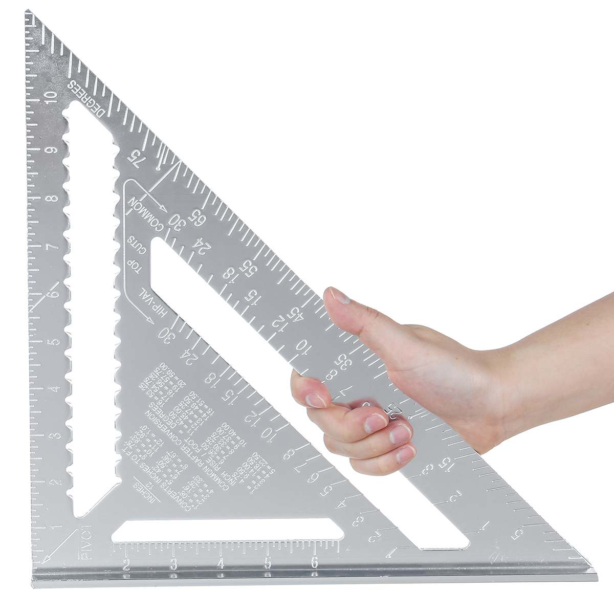 Angle Ruler 7/12 inch Metric Aluminum Alloy Triangular Measuring Ruler Woodwork Speed Square Triangle Angle Protractor