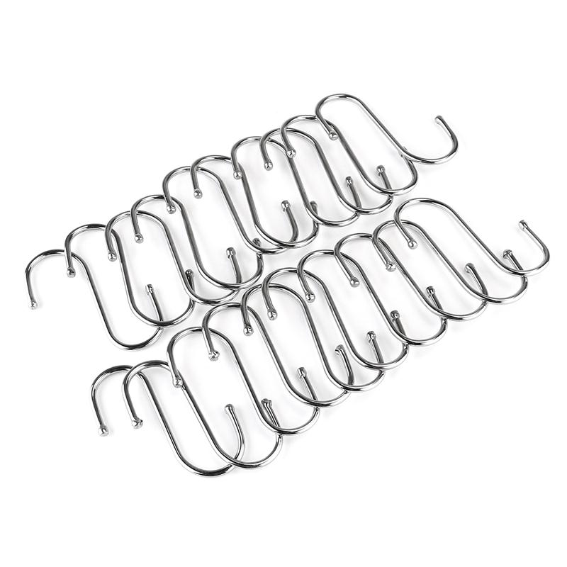 OUNONA S Shaped Hooks Kitchen Hanging Hanger Stainless Steel S Hooks Tableware Pot Pan Clothes Hanging Hooks Clothes Bag Hanger