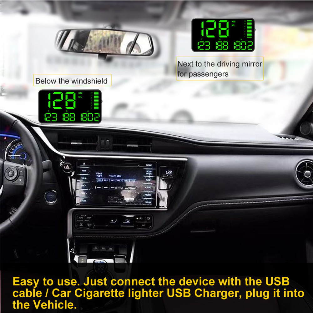 Hud Car Head Up Display GPS Speedometer Hud Display KM/h MPH Car HUD Head Up Display Speed Meter Overspeed Warning Alarm System