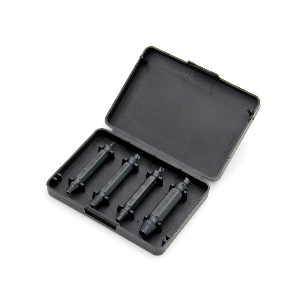 4Pcs/Set Screw Extractor Damaged Screw Extractor Drill Bit Extractor Drill Set Broken Speed Out Bolt Extractor Stud Remover Tool: With Box / Black 4341 Steel
