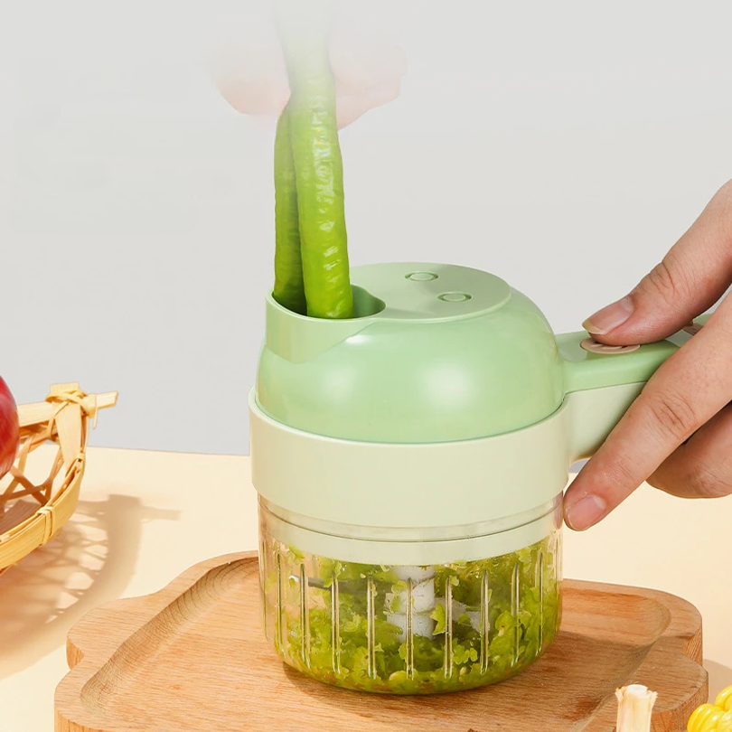 4 in 1 Handheld Electric Food Cutter Set, Kitchen Gods Wireless Food Processor for Fruits, Vegetables and Meat