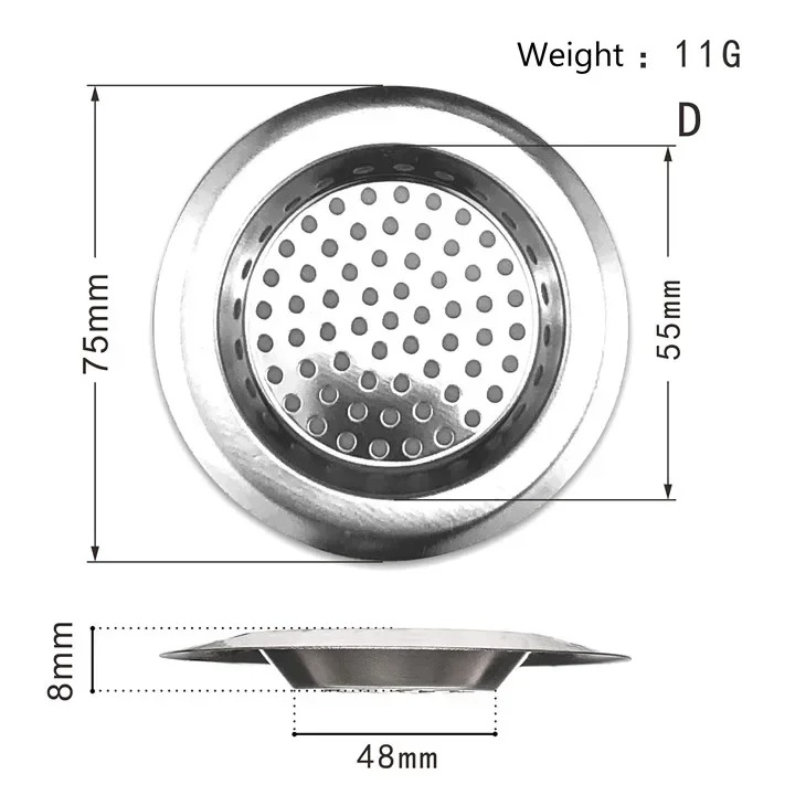 Kitchen Sink Filter Stainless Steel Mesh Sink Strainer Filter Bathroom Sink Strainer Drain Hole Filter Sewer Screen Strainers: Light Grey