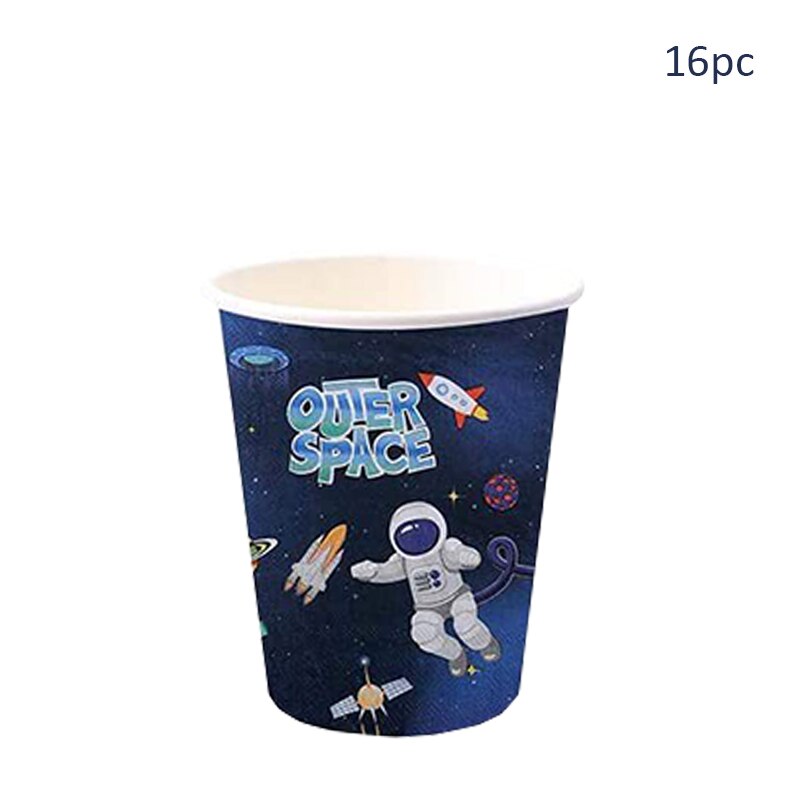 Outer Space Astronaut theme Party Tablecloth Happy Birthday Party Decor for Boys 1st Paper Tray Set Disposable Party Supplies: white