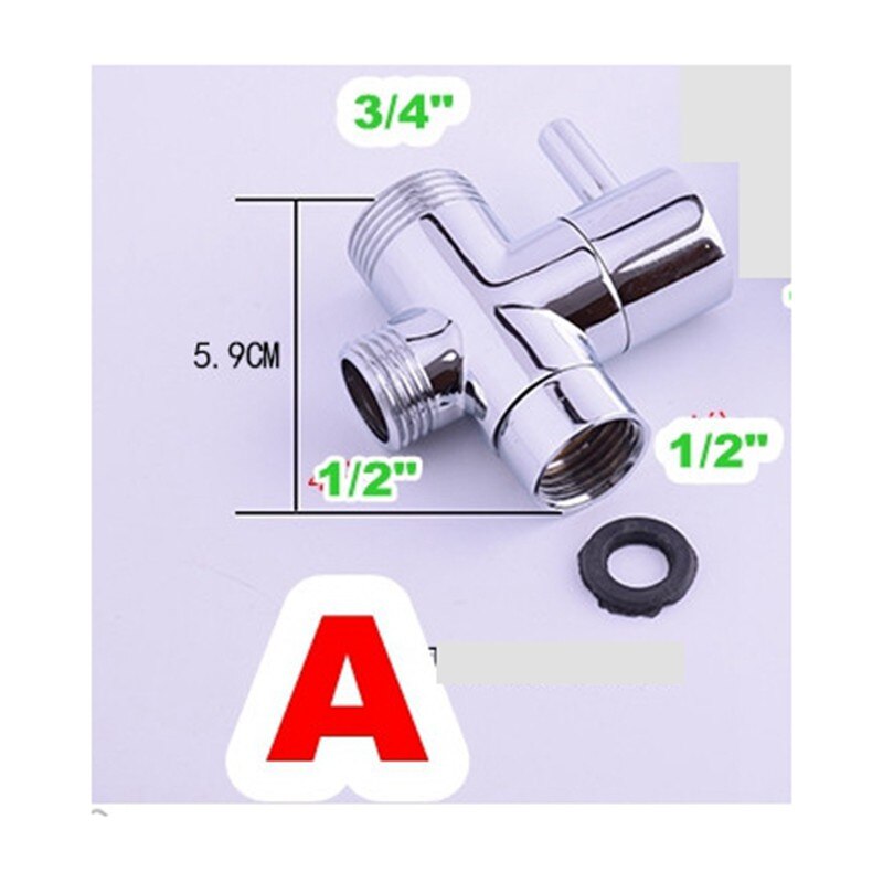 Badeværelse messing hurtig åbning tee ventil omskifter t nøgle 1/2 "  / 3/4 " switch ventil bruser bidet 1 in 2 ud vand metal t adapter: -en