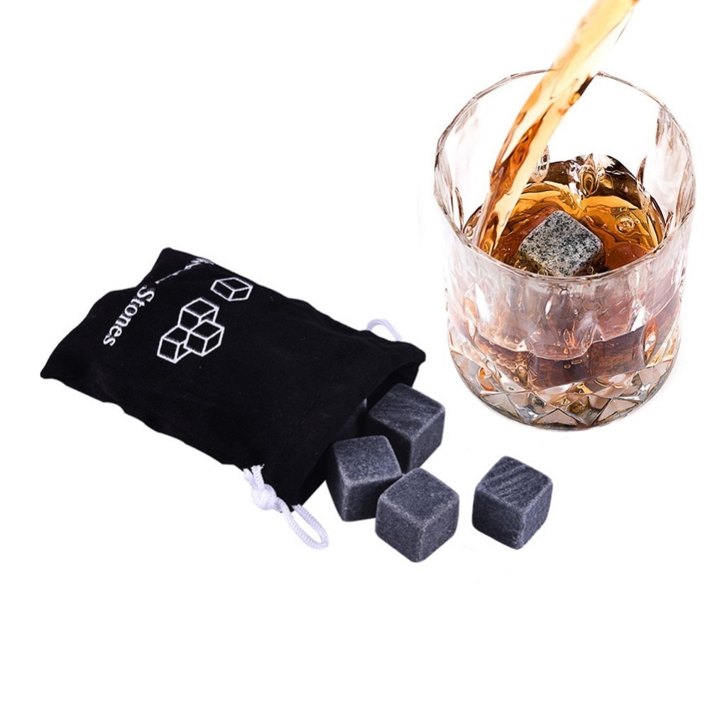 6 stks/set Natuurlijke Whiskey Stones Sipping Ice Mold Whisky Stenen Whisky Rocks Cooler Party Huwelijkscadeau Kerst Bar Ijsblokjes