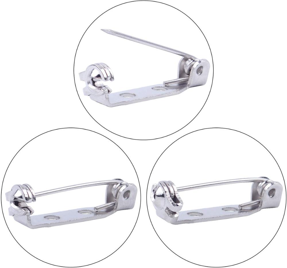 50PCS Stainless Steel Brooch Backs Catch Bar Safety Pins Badge Fasteners for Craft Jewellery Making
