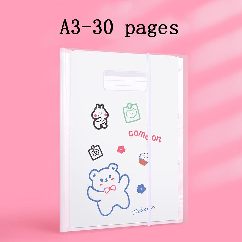 Portable Waterproof A3 Folder Business Office Strap File Storage Supplies School Student Test Paper Organizer Tools Accessories: B White