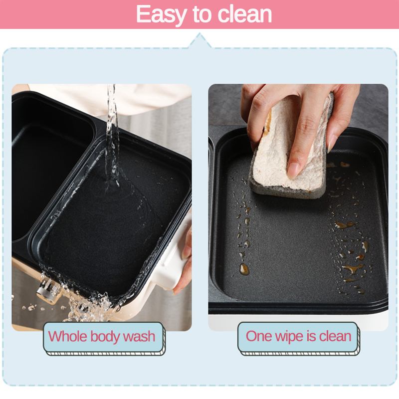 220V 1200W 2 in 1 Mini Electric Cooking Pot Machine Multifunction Hotpot Noodles Eggs Soup Barbecue Non-Stick BBQ Heating Pan