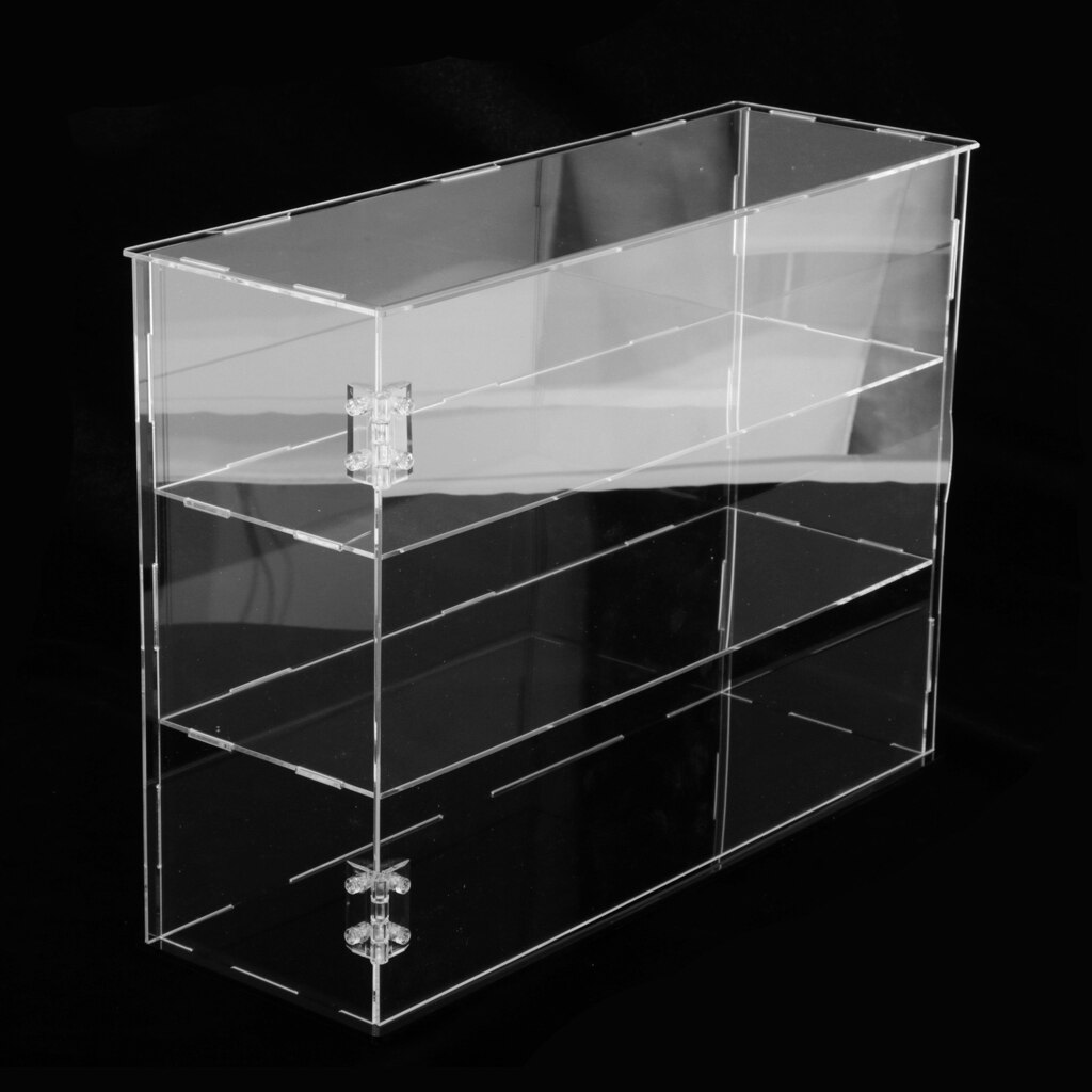 Clear 3-Layer Acrylic Display Case Jewelry Dolls Protective Boxes Shelf