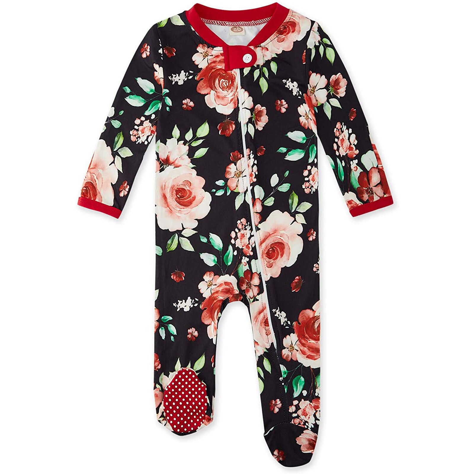 Baby Romper Baby Baby Jongens Meisjes Winter Bloemenprint Pyjama Rits Lange Mouwen Katoen Bodysuit Baby Items Romper