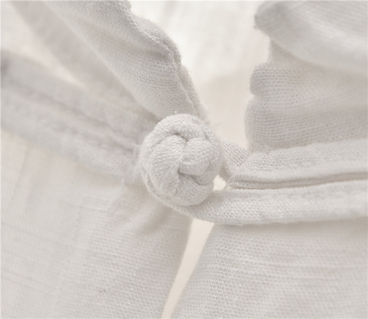 Herfst Vintage 3 Effen Kleur Casual O Hals Vrouwen Losse Katoen Lijn Blouse