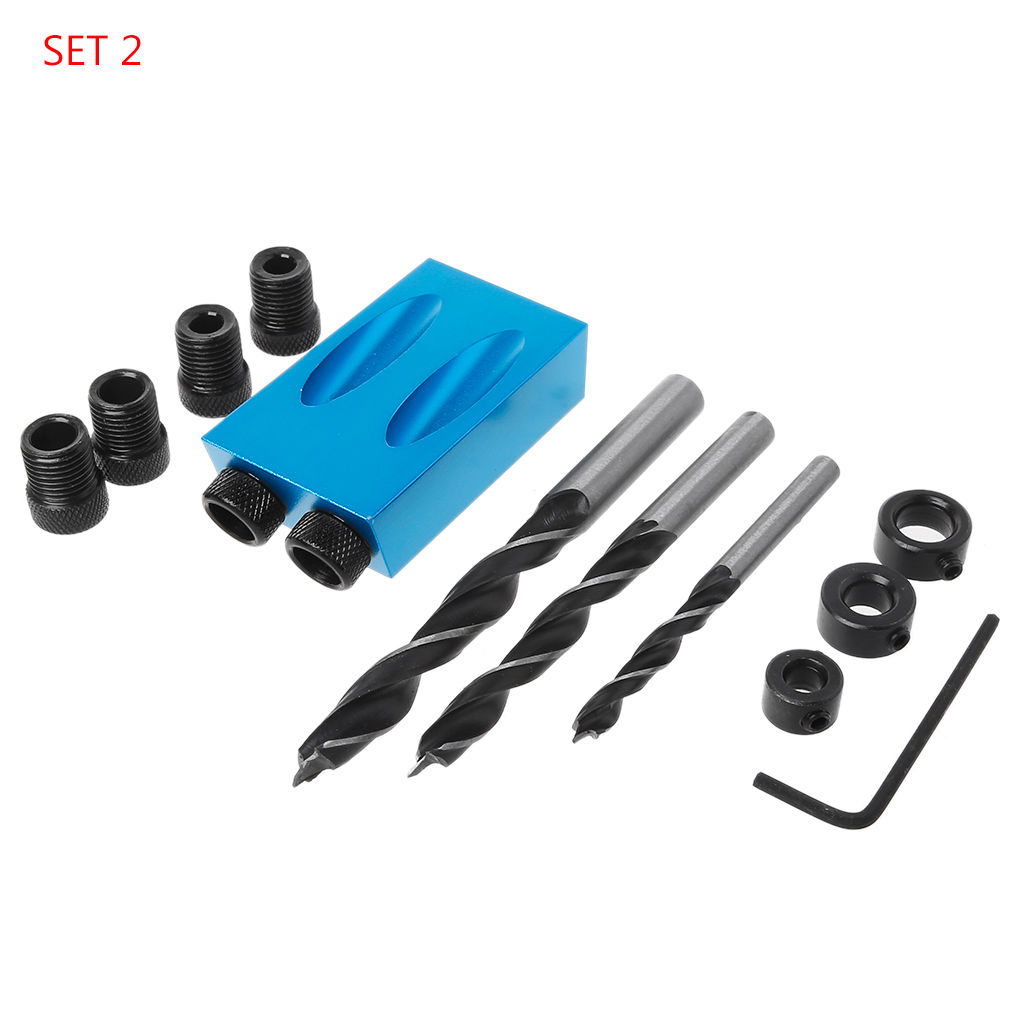 14 Stks/set 6/8/10Mm Schuine Gat Locator Standsteller Boren Bits Jig Clamp Houtbewerking Kit