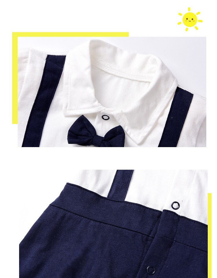 Geboren Baby Jongens Gentleman Rompertjes Zomer Dunne Korte Mouwen Kleding Peuter Baby Vlinderdas Jumpsuit Baby Body Klimmen Pyjama