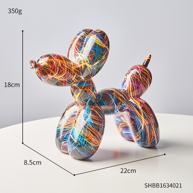 Ballon Hund Statue Figuren für Innen Hause Dekoration Bunte Graffiti Harz Ebene Skulptur Wohnzimmer Dekoration: B