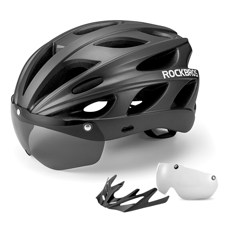 Rockbros Fiets Helm Ultralight Integraal Gegoten Helm Rand Lens Goggles Bike Helm Mannen Vrouwen Eps Mtb Road Fietshelm: TT-16-BK