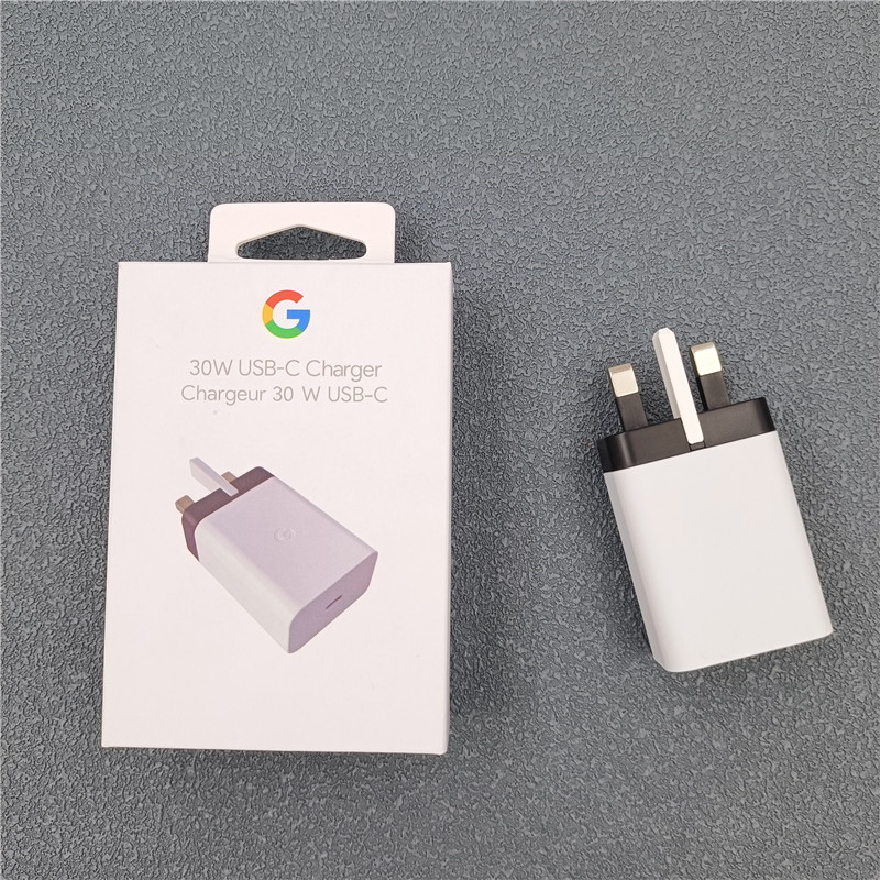 Original 30w- oplader til google pixel 9 8 7 pro  xl 3 4a hurtigopladning eu/us/uk strømadapter kompatibel med usb-c-enheder: Uk