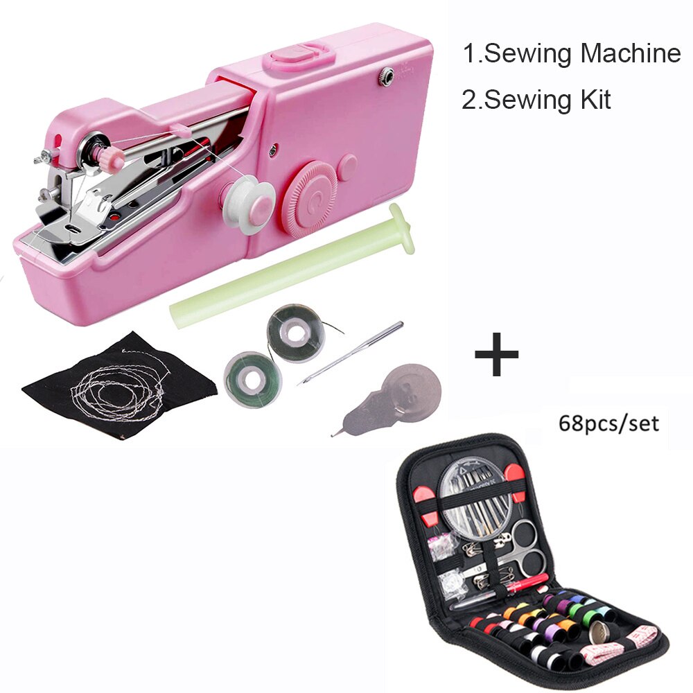Portable Household Mini Hand Sewing Machine Stitch Patches Needlework Supplies Cordless Clothes DIY Fabrics Electronic Sew Tool: as the shows6