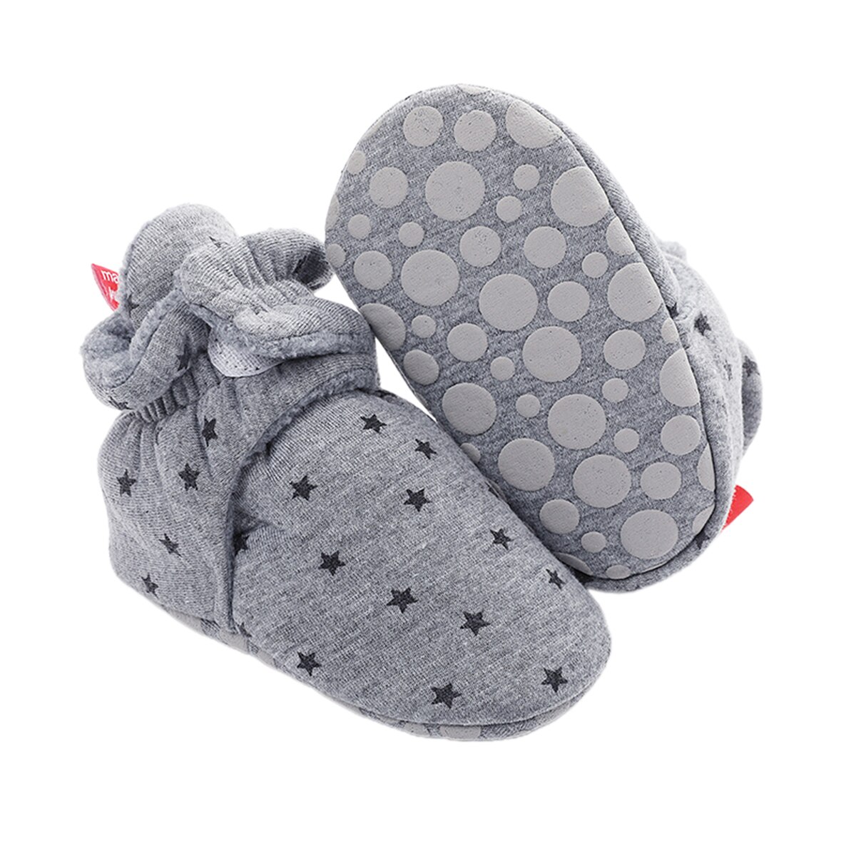 Babyschoentjes, trendy, met sterren bedrukte binnenpantoffels, warme sokken met antislip grip, peuters voor de eerste stapjes