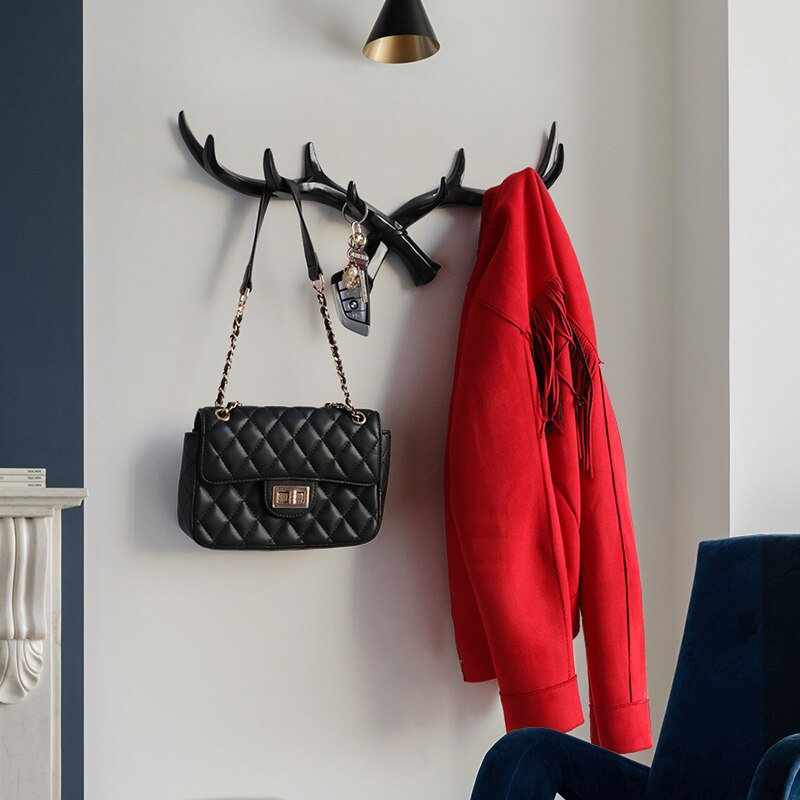 Cuerno de ciervo de resina para colgar en la pared, gancho para llaves, toalla, bolso de mano, soporte para dormitorio, decoración del hogar, colgadores para puerta, gancho para colgar