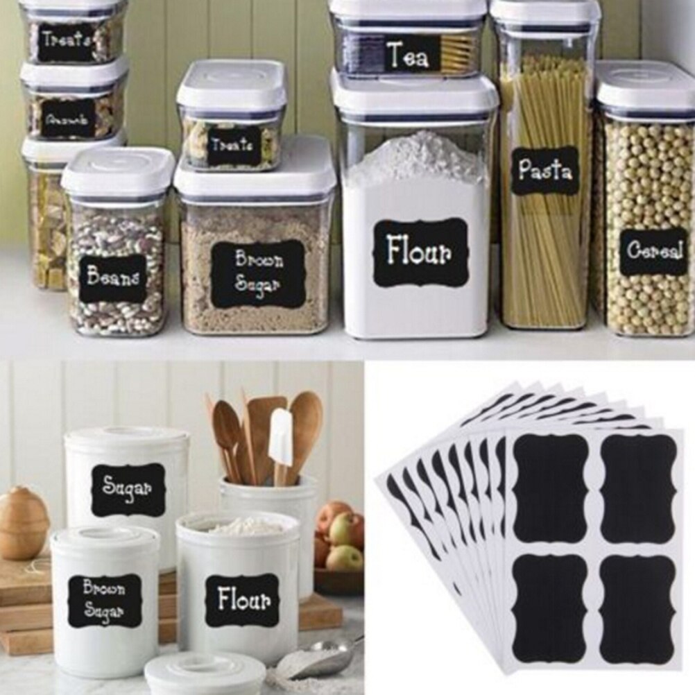 36 Stks/pak Schoolbord Krijtbord Stickers Zwarte Fles Diy Stiky Stickers Schoolbord Craft Keuken Jar Organizer Labels