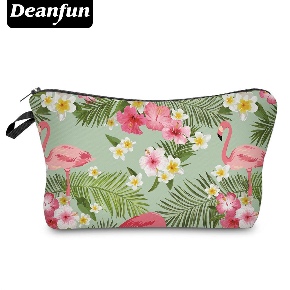 Deanfun 3D Gedruckt Kosmetik Taschen Flamingo und Blume Notwendigkeiten für Reisen Lagerung machen-hoch 51055