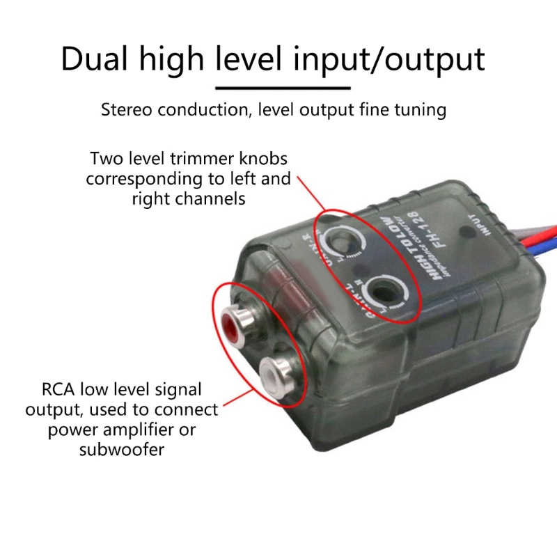 Professionele RCA-adapter Hoogniveau luidsprekersignaal naar laag niveau converterset