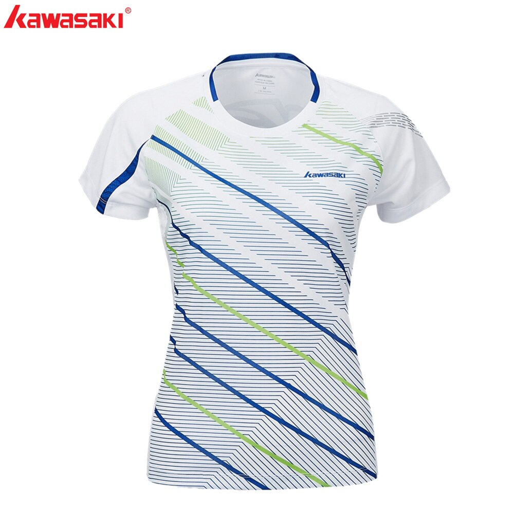 KAWASAKI Tennis Badminton T-shirt Fitness Compression Clothing Short Sleeve V Neck Sports T Shirt For Women ST-S2122