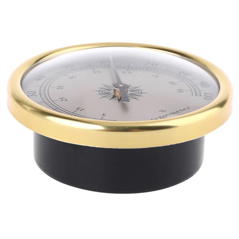 7.2cm Gold Ring Surface Hygrometer Instrumentation Thermometer Humidity Meter Gauge - No battery needed