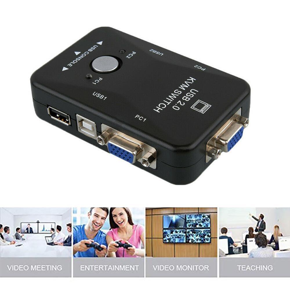 Newest USB KVM Switch Switcher 2 Port VGA SVGA Switch Box USB 2.0 Mouse Keyboard 1920*1440 Switch