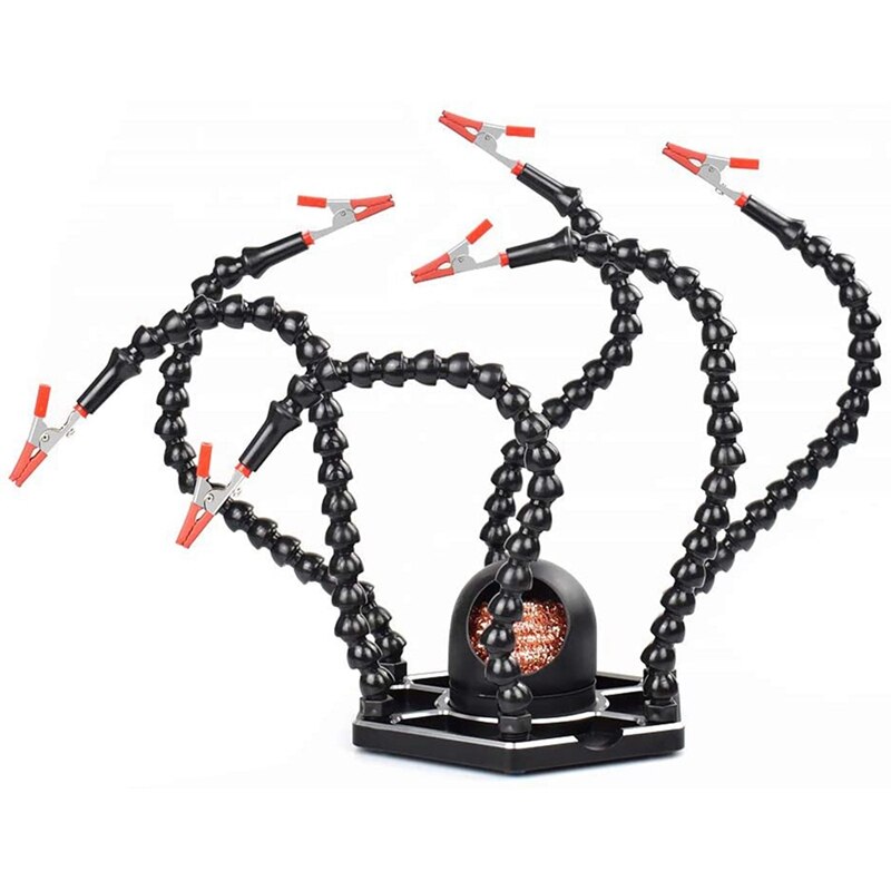 Helpende Handen Soldeerstation, Derde Hand Met Zes Flexibele Solderen Helpende Hand Armen, Soldeerbout Tip Houder: Default Title