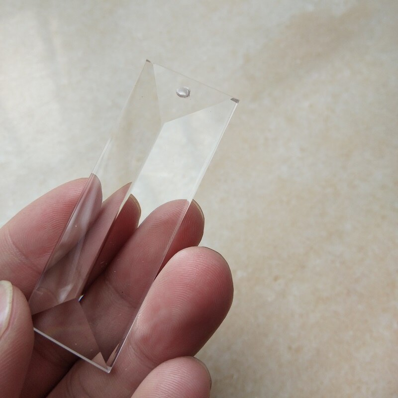 10 unids/lote 22*63MM máquina de pulir de la máquina claro de cristal de triángulo barra de vidrio lámpara de prisma de cristal en 1 agujeros Accesorios