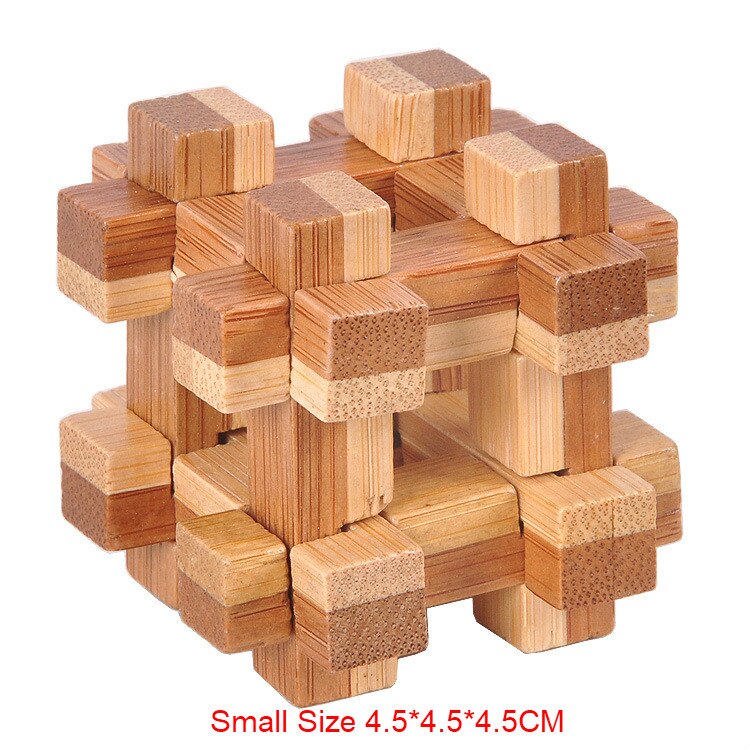 Kleine Größe Bambus Kong Ming Lock Spielzeug Klassische IQ 3D Holz Verriegelung Grat Puzzles Gehirn Teaser Spiel Spielzeug für Erwachsene kinder