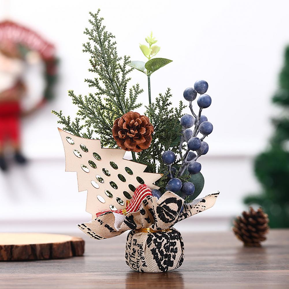 Delicate Wood Simulation Artificial Table Top Christmas Tree for Office