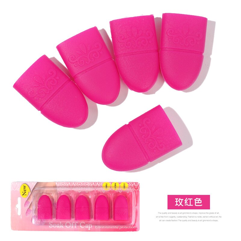 5 teile/satz UV Gel Nagellack Entferner Kette Nagel Tipps Silikon Tränken aus Deckel Clip wiederverwendbar Manikübetreffend Reinigung Mangel Zubehör werkzeuge: 05-Rose
