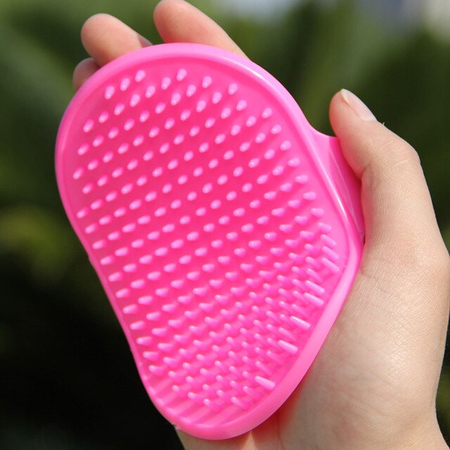 Cepillo para baño de perro, peine de silicona para mascotas, champú para SPA, cepillo de masaje, ducha, pelo, Grooming Cmob Dog, herramienta de limpieza, cepillos eliminación de pelo: Rose 1