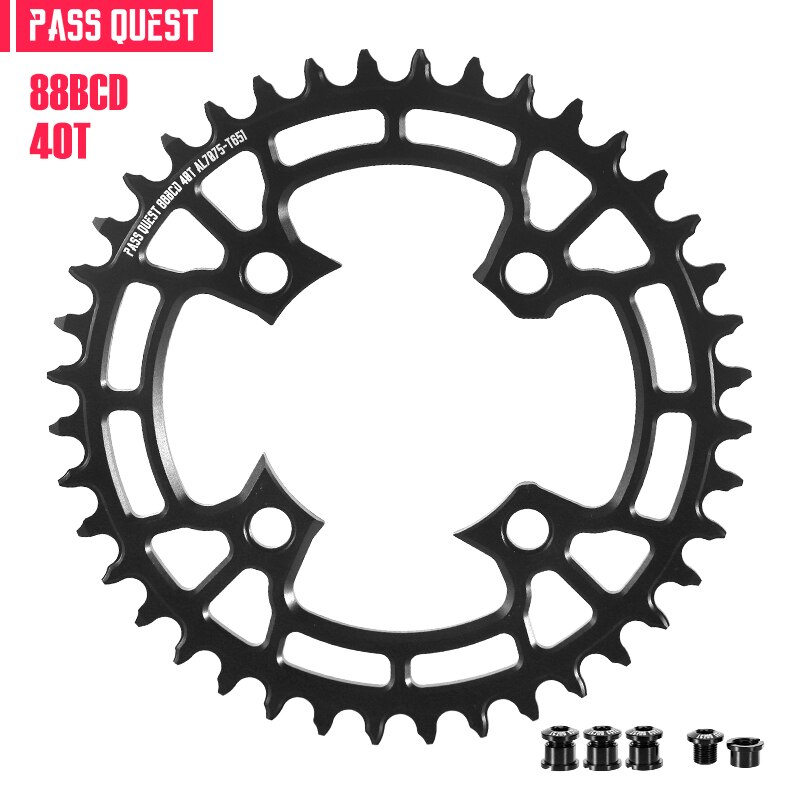 Pass Quest round-piñón estrecho 88bcd para bicicleta, Piñón redondo adecuado para Shimano XTR985, 32t, 34t, 36t, 38t, 40t, 42t, 44t: 40T
