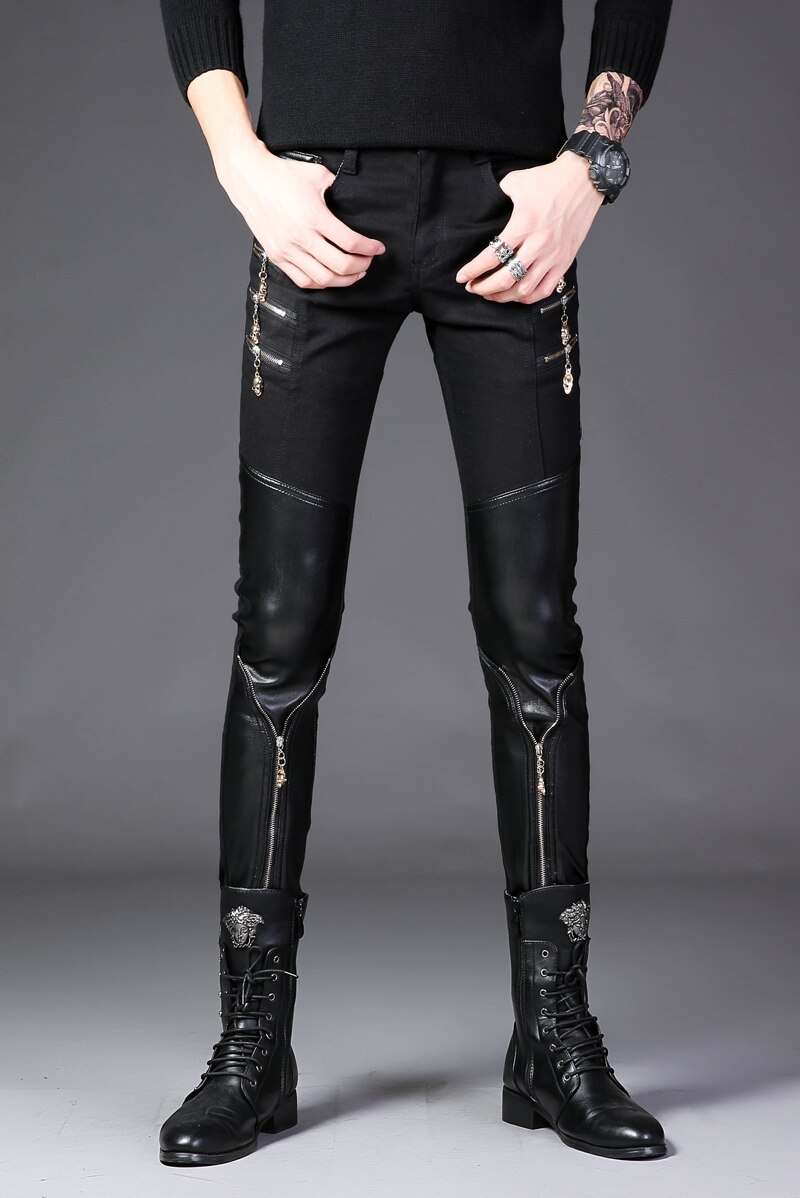 Höst män skinnbyxor slim-fit byxor läder prestanda herr byxor streetwear män hip hop byxor harem byxor