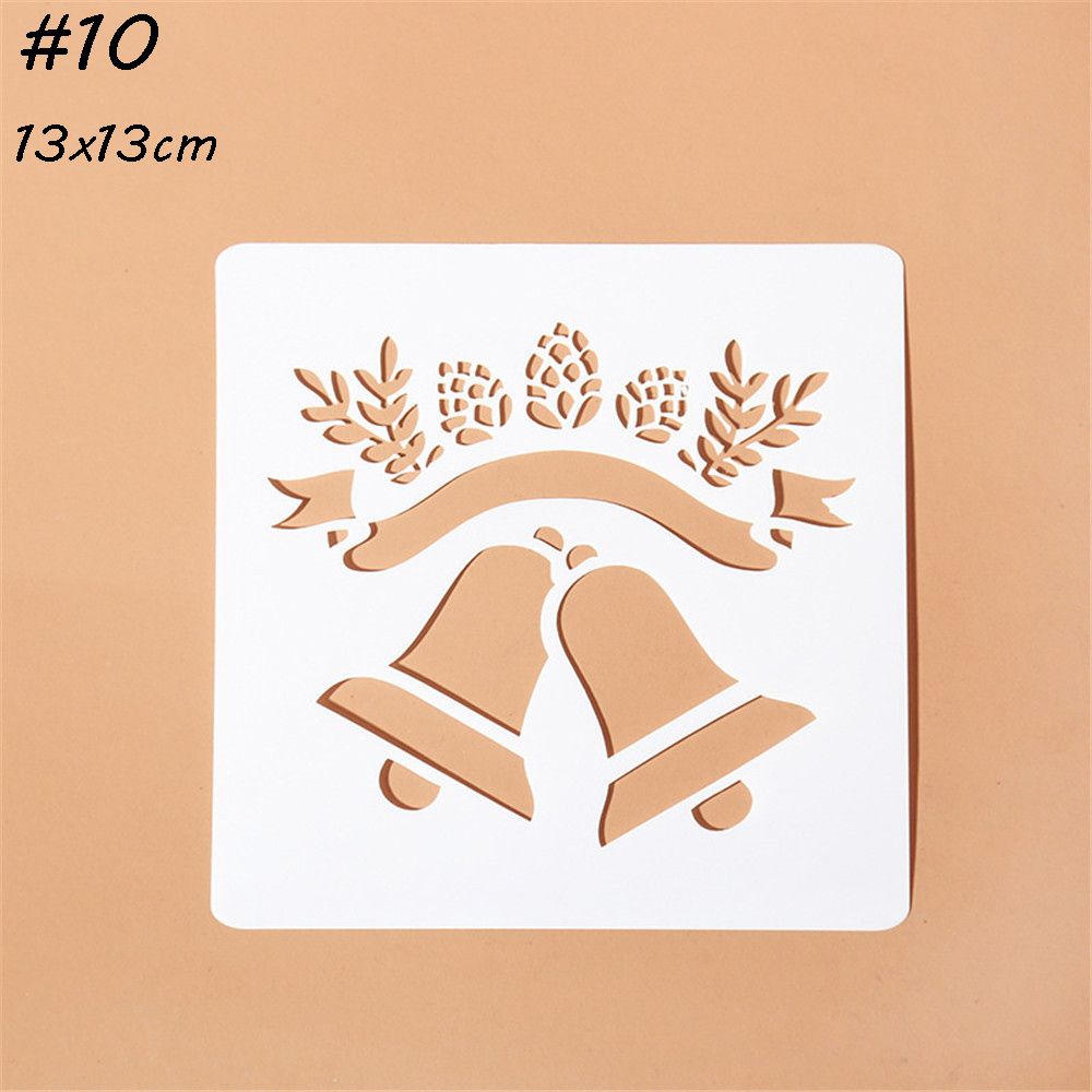 Plantillas huecas de Navidad para pintura de pared, álbum de sellos para estampado de álbum, tarjeta de papel en relieve decorativa, plantilla de flores: Plata