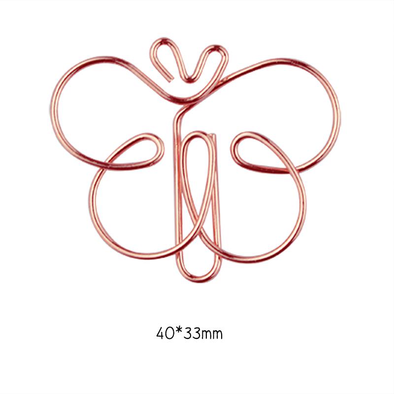 Pince à papier en forme de papillon Rose or, Mini épingle mignonne, épingle créative, accessoires de Table de bureau, Clips métalliques pour planificateur: rose gold color