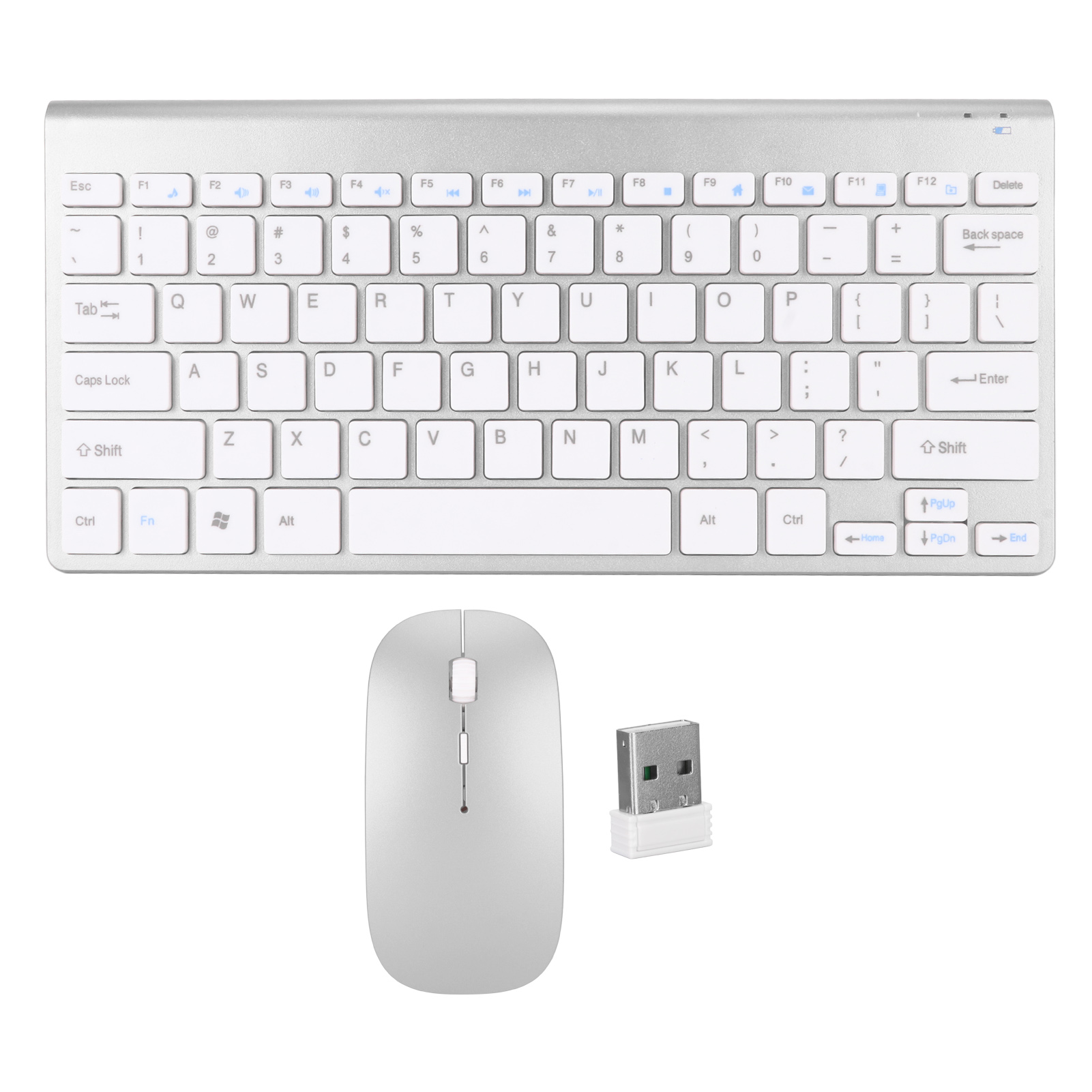 Drahtlose Tastatur Maus Kit schlanke drahtlose Taste Maus Combo tragbare schöne energie sparende stille Taste LED-Anzeige für zu Hause: WEISS