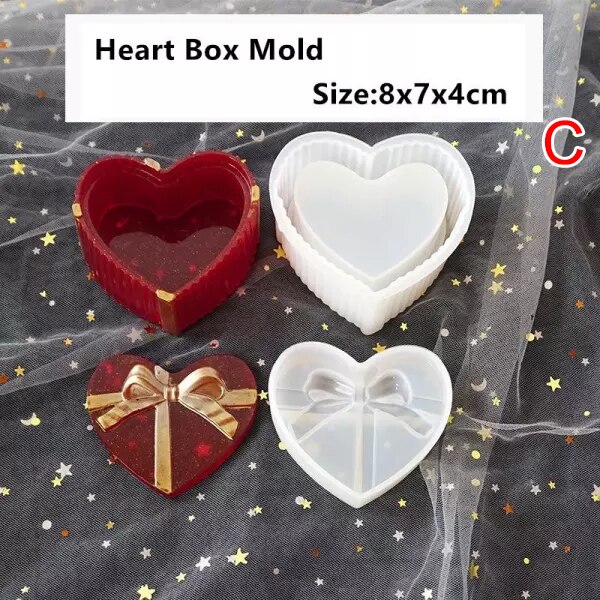 Diy Kristal Hars Mallen Set Siliconen Gieten Mallen Crystal Sieraden Mold Set Voor Beginners: heart box mold