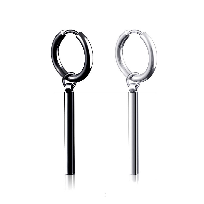 Pendientes falsos minimalistas de Roronoa Zoro, barra cuadrada, pendiente de aro colgante, Clip de oreja, pendiente de acero inoxidable, joyería para hombres