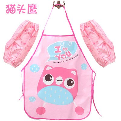 3 Stks/set Baby Kid Mooie Cartoon Dier Waterdichte Antifouling Schort Pvc Kinderen Jongen Meisje Mouwloze Slabbetjes Keuken Voeden Stuff: owl