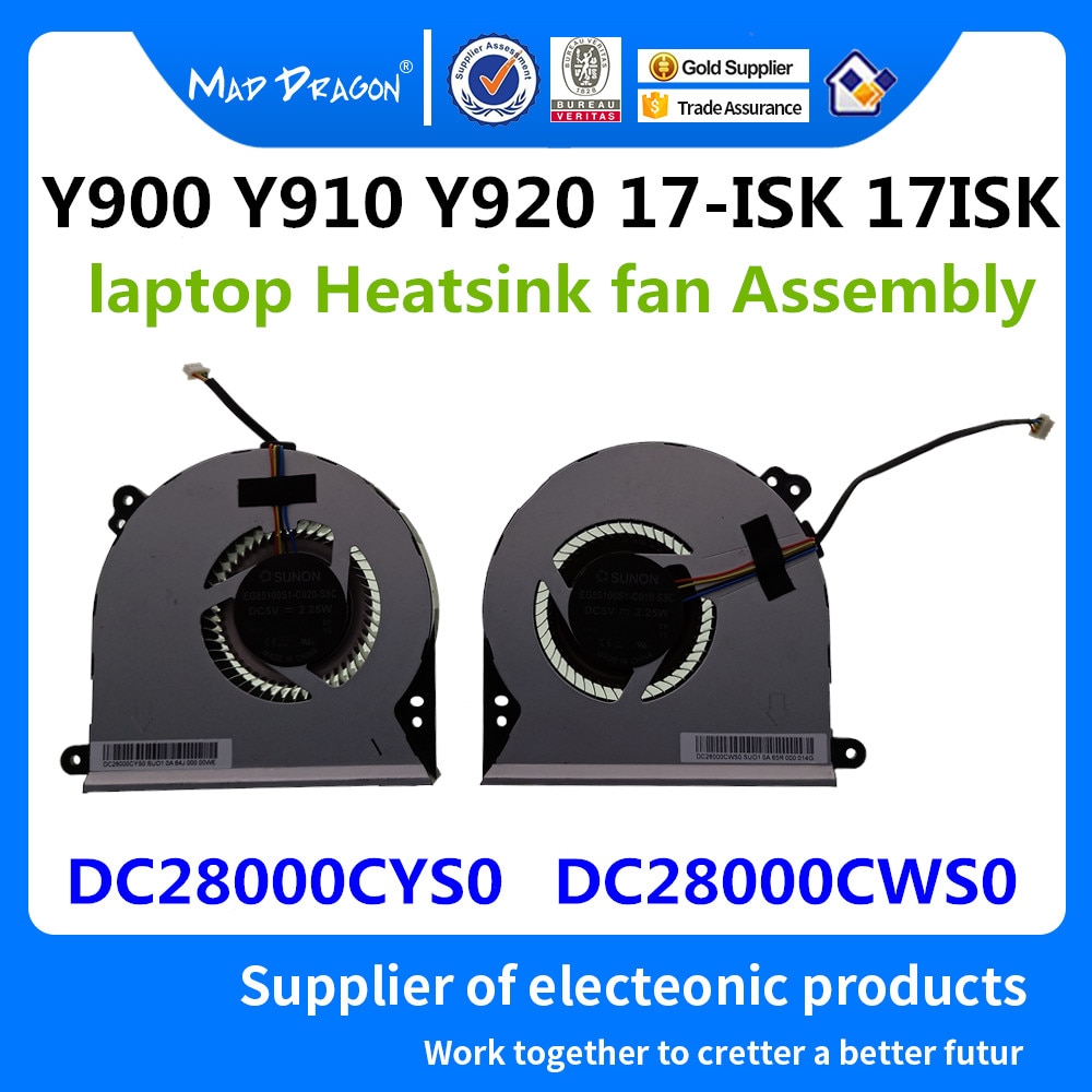 szalony smok marka laptop nowy wentylator chłodzący cpu wideo GPU wentylator dla Lenovo ideapad Y900 Y910 Y920 17-ISK 17ISK DC28000CYS0 DC28000CWS0