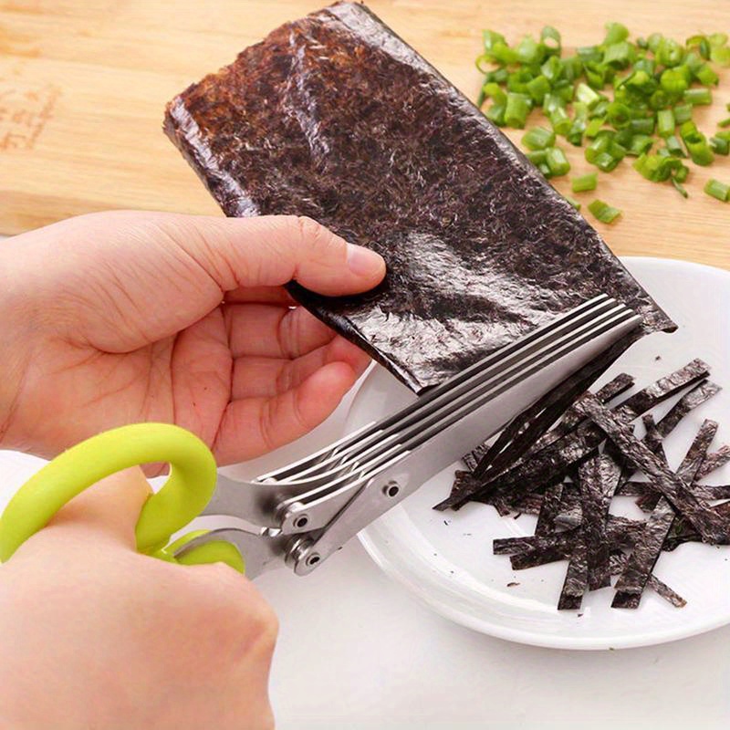 3/5- teräiset ruostumattomasta teräksestä valmistetut keittiösakset, monikäyttöiset kestävät yrttisakset, puhdistusharja