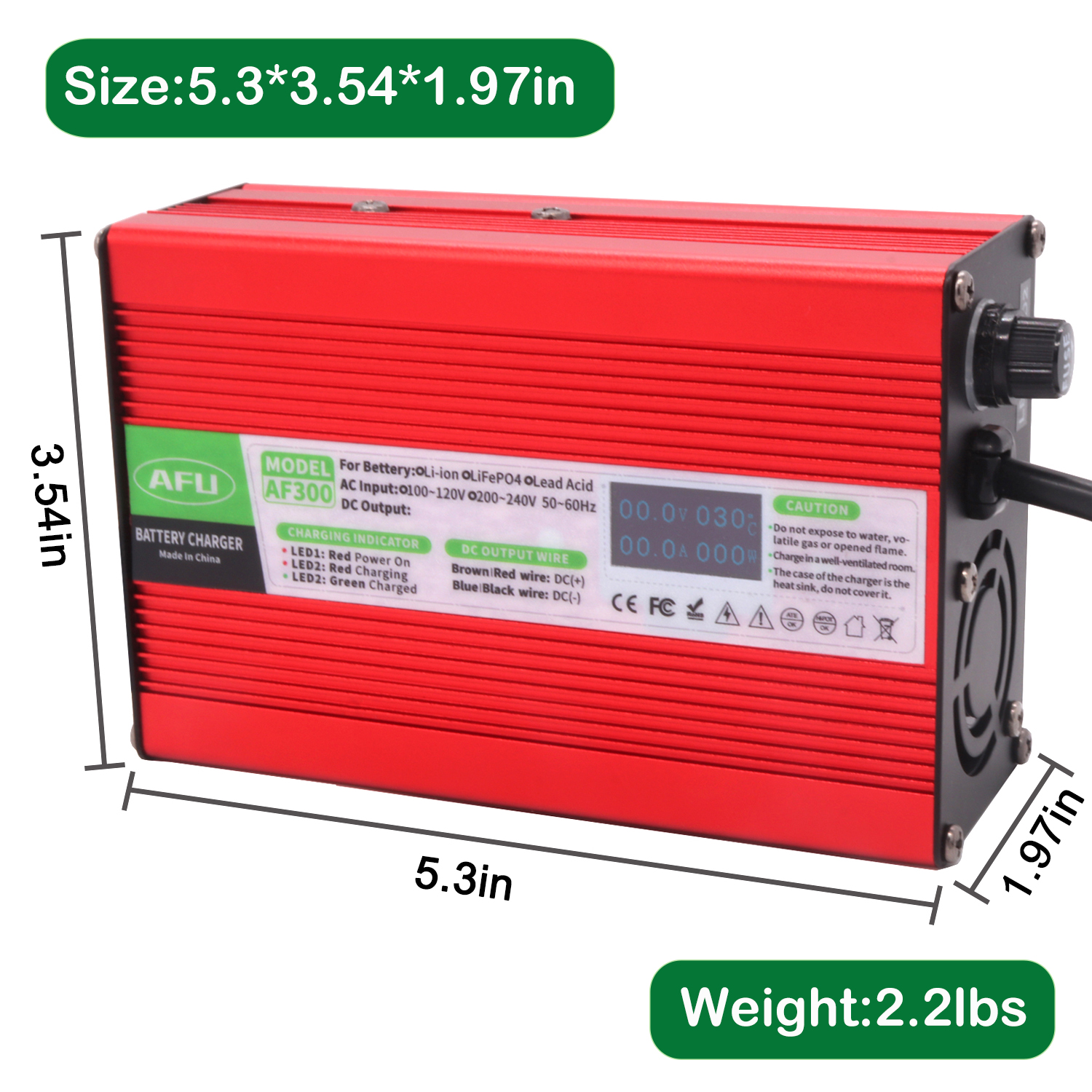 Chargeur 48V 5A Usd pour batterie au plomb AGM GEL VRLA OPZV extérieure 55,2 V, chargeur rapide avec affichage OLED