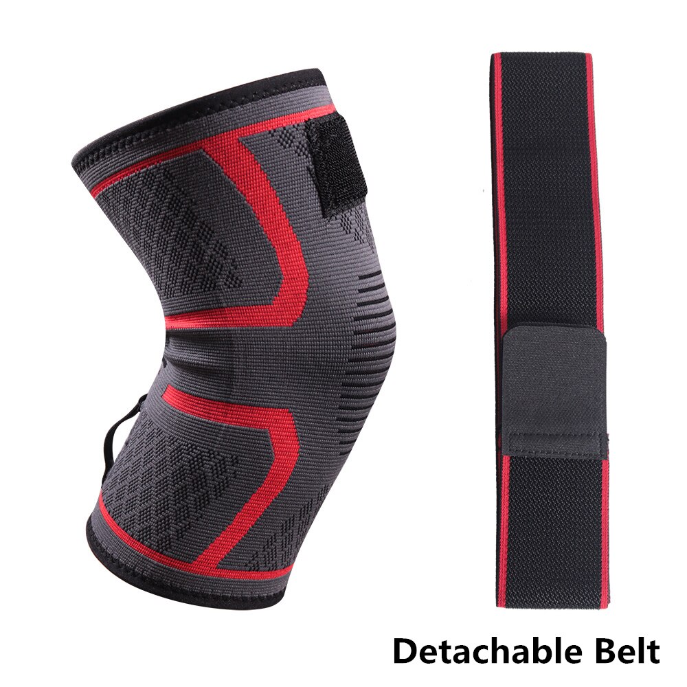 1PCS Knie Pad Unterstützung Professionelle Schutz Sport Knie Pad Atmungsaktiv Bandage Knie Brace Basketball Tennis Radfahren: Red-Detachable / XL