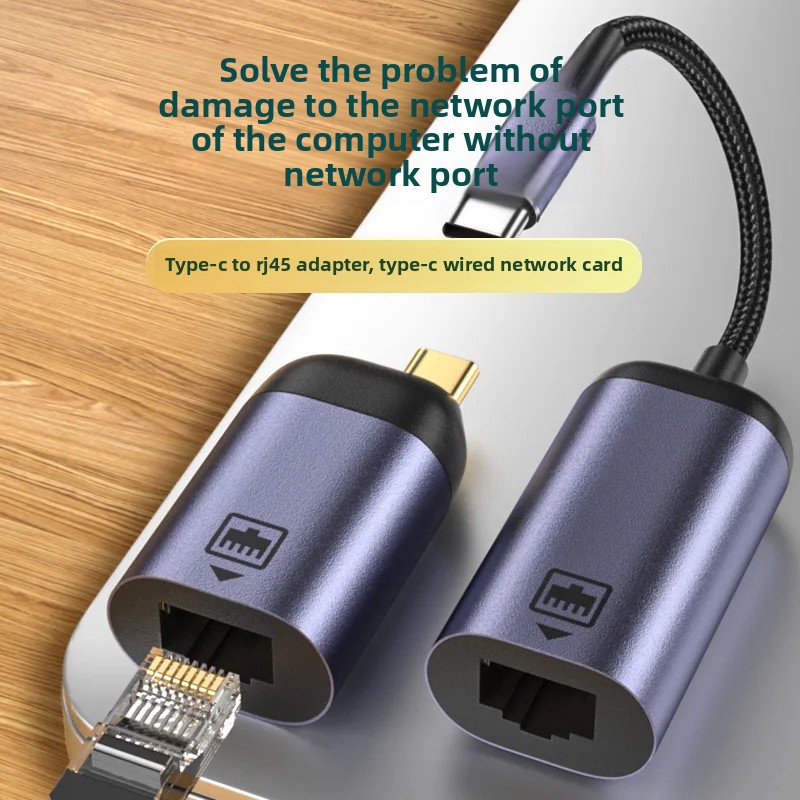Type-C to RJ45 Network Adapter Cable Converter USB-C to Ethernet Port External Ethernet No Driver Required