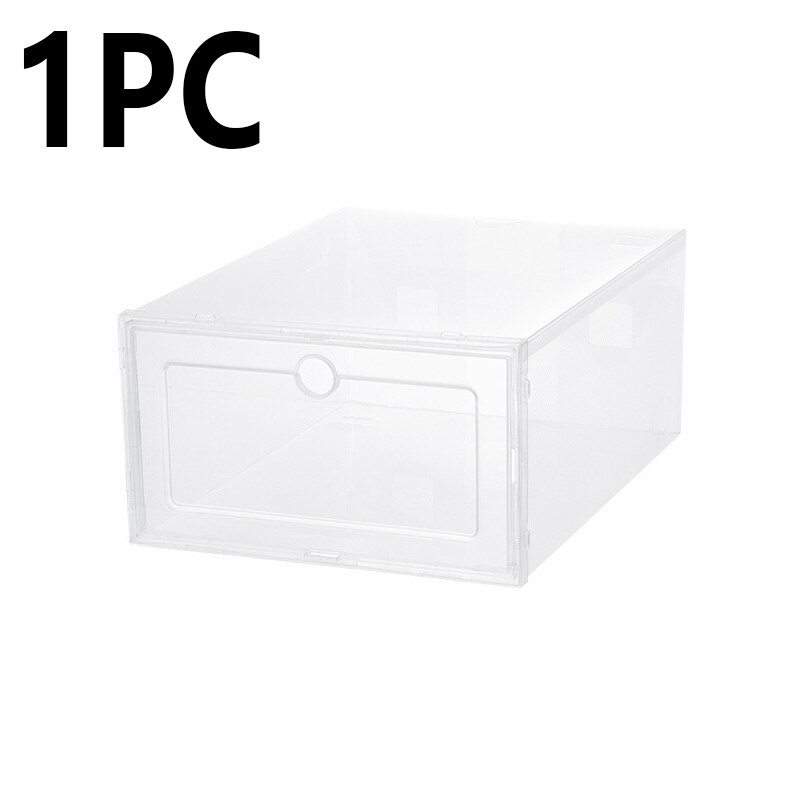 Caja de zapatos transparente de 1-12 piezas, conjunto de almacenamiento plegable de plástico transparente para puerta, organizador de armario para el hogar, caja de estante,: 31X21.5CMX12CM / 1 PCS